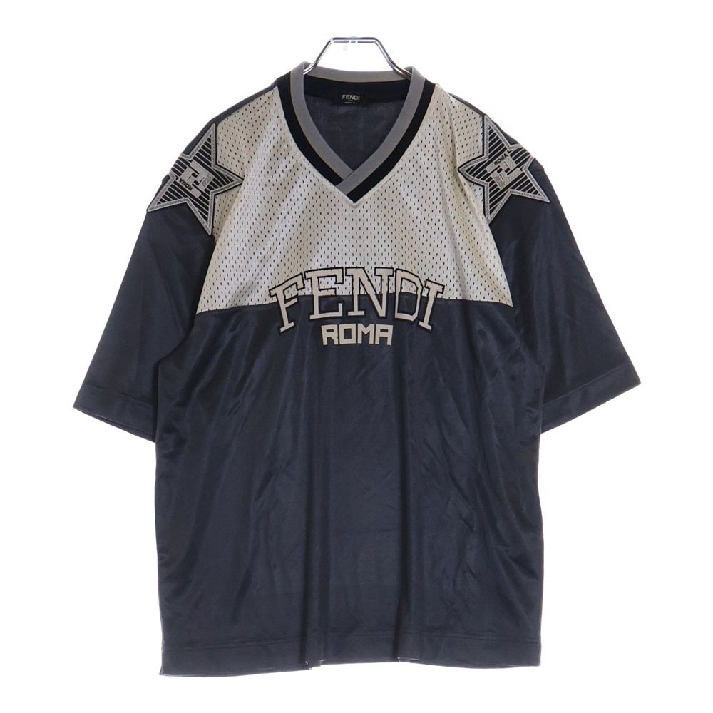FENDI (フェンディ) スターパッチ メッシュ切替半袖Tシャツ