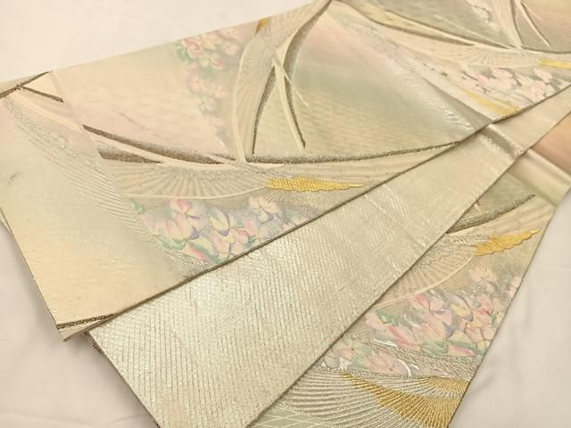 平和屋着物○六通柄 本袋帯 樹下獣花文 金糸 正絹 逸品