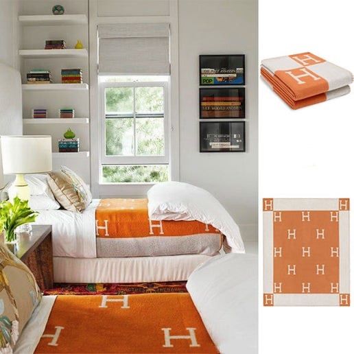 HERMES アヴァロン Avalon ブランケット 135x170 ポティロンオレンジ