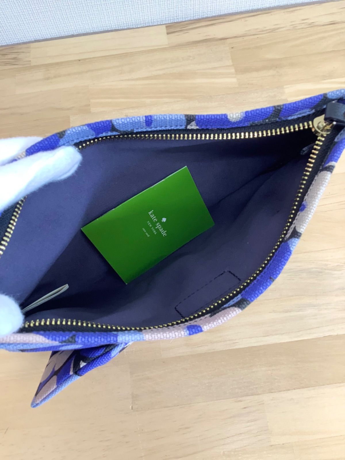 美品】ケイトスペード クラッチバッグ ブルー - メルカリ