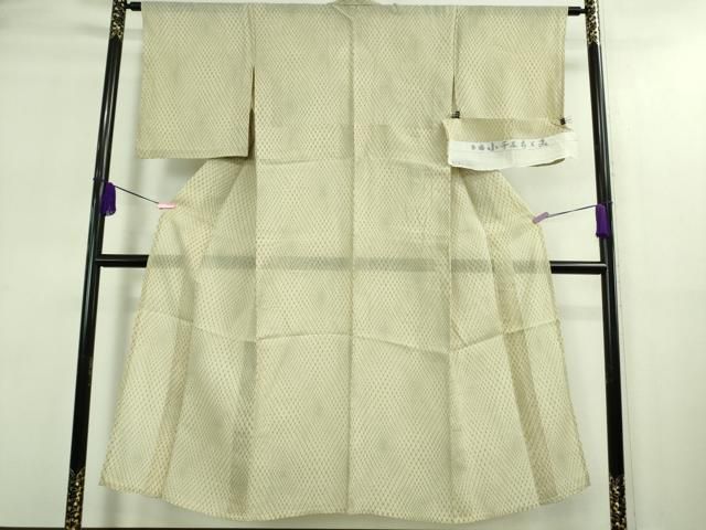 平和屋着物 上 夏物 本場小千谷ちぢみ 麻 小花網目文 反端付き DZAA9165kh5