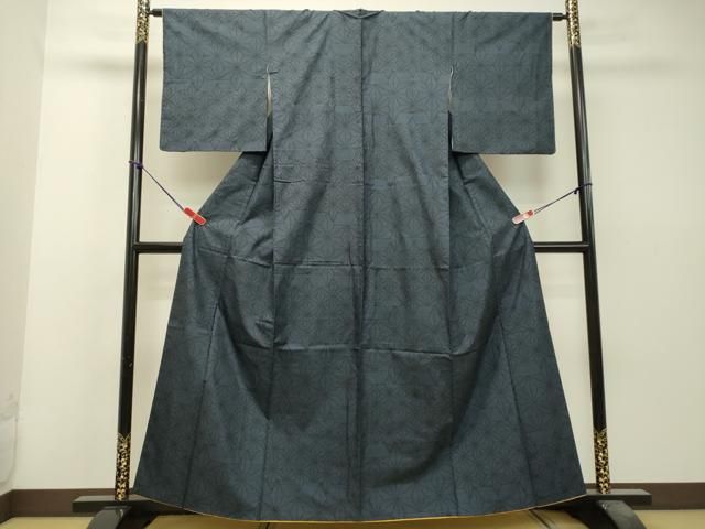 平和屋着物●本場大島紬　7マルキ　麻の葉文様　正絹　逸品　CAAU2139yc 平和屋着物○本場大島紬 7マルキ 麻の葉文様 正絹 逸品 CAAU2139yc