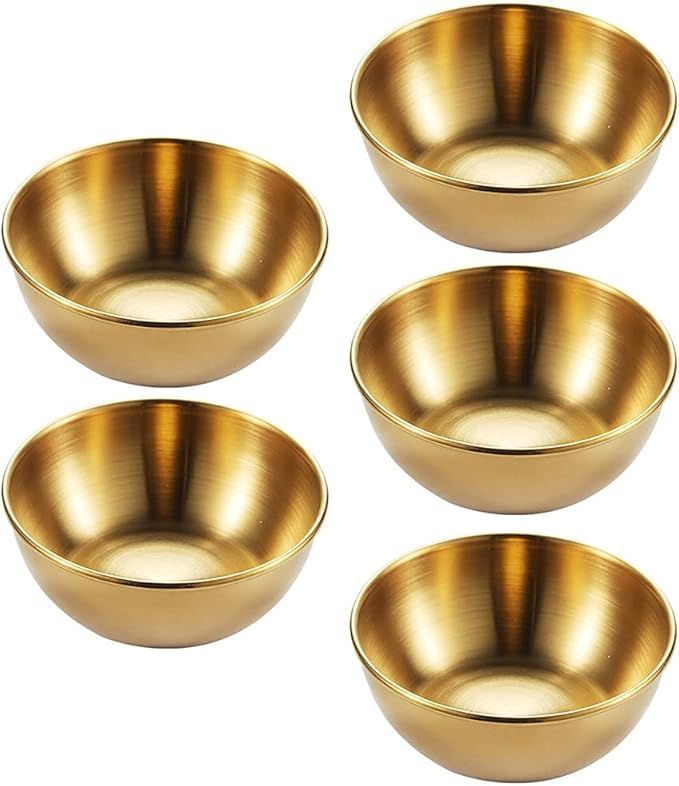 【在庫処分】NUOLUX 調味料皿 小皿 8cm 小鉢 丸皿 ソース皿 5個入り ステンレス 醤油 小さい 軽量 薬味皿 ミニ ソース皿 醤油皿 調味料 プレート 前菜プレート 風味皿 食品ディップボウル 調味料