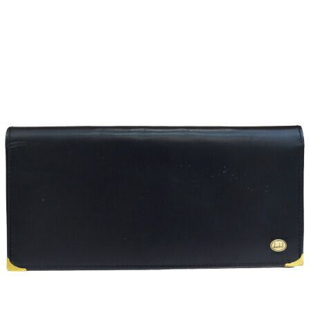 【中古】 中美品 ダンヒル dunhill 二つ折り 長財布 ブラック レザー メンズ 03HE497