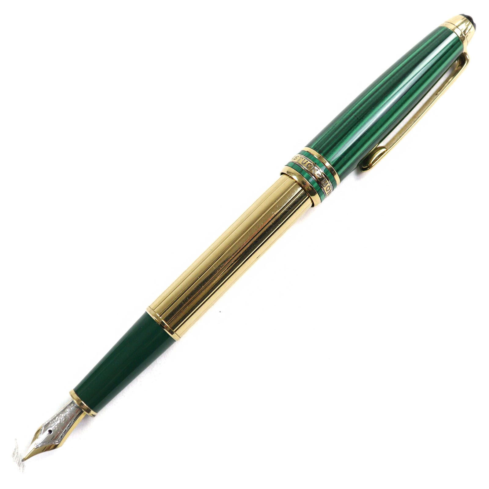 ○MONTBLANC モンブラン マイスターシュテュック ソリテール ニコライⅠ世 AG925 マラカイト EFニブ バーメイル|金張りモデル ロゴ刻印 ホワイトスター 吸入方式 万年筆 ゴールド グリーン ドイツ製