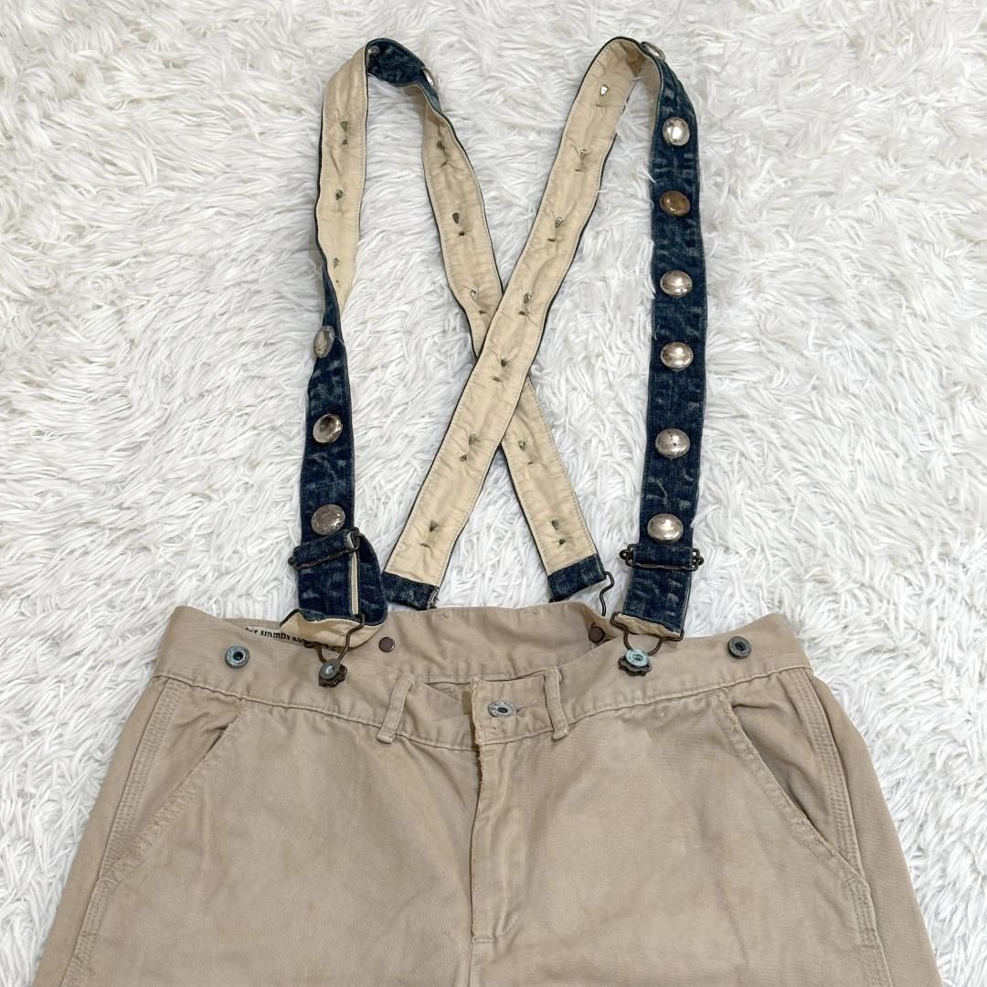 希少 KAPITAL 岡山御津工場産 クロップドパンツ 2 サスペンダー付き  
