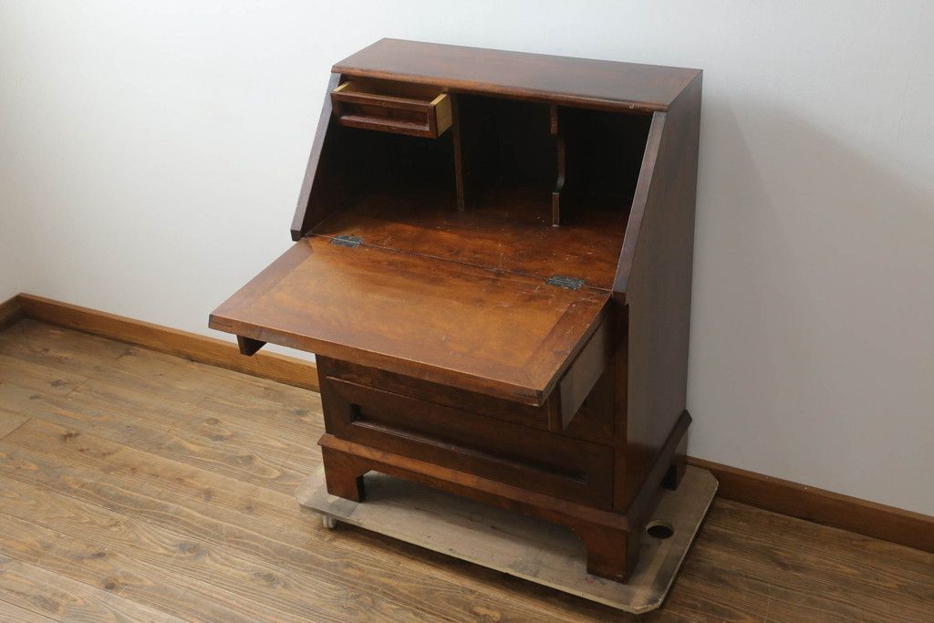 事前問合せ必須 松本民芸家具? ライティングビューロー 和製ビンテージ 高山式 机 ワークデスク 引き出し サイドチェスト 作業台 在宅用 在宅ワーク用 ヴィンテージ リペア+発送まで3週間前
