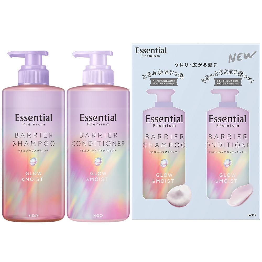 エッセンシャル プレミアム うるおいバリアシャンプー グロウ＆モイスト ポンプセット 900ml