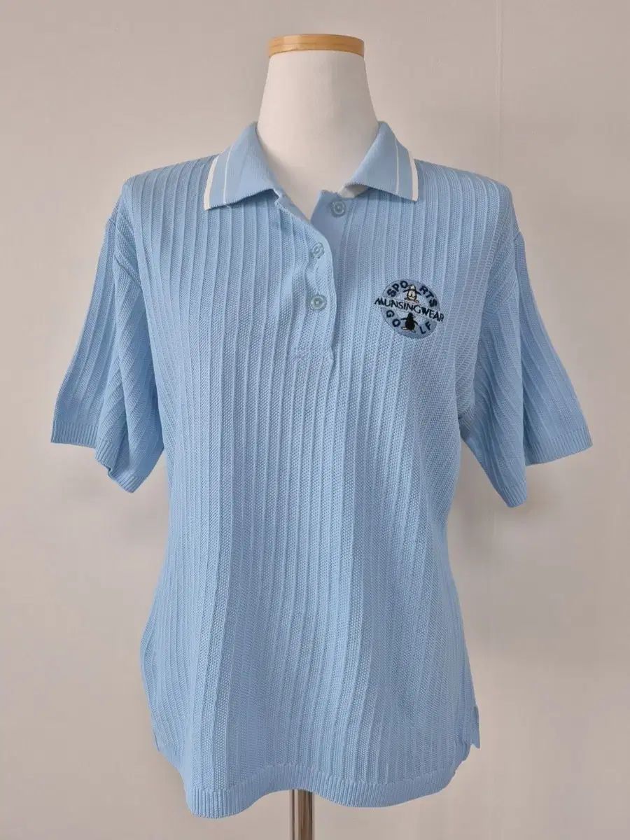 ビンテージ MUNSINGWEAR(マンシングウェア) ゴルフ 半袖 カラー ライトブルー Tシャツ