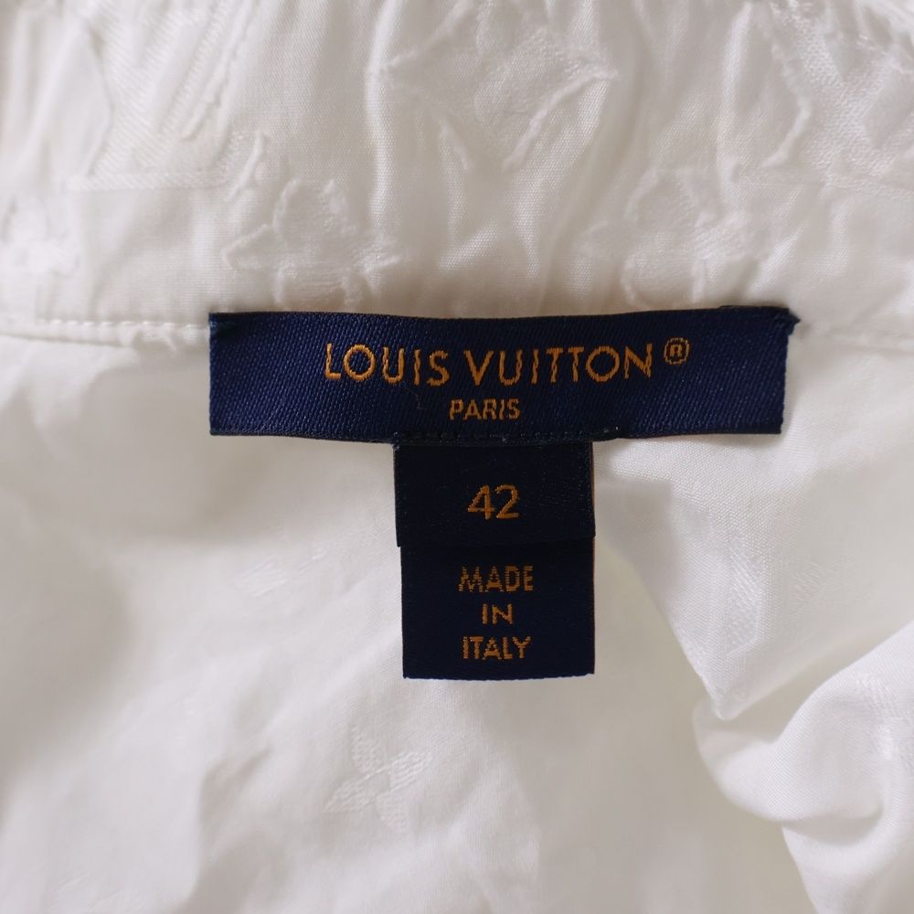 LOUIS VUITTON ルイヴィトン 19AW モノグラムフリルノースリーブシャツブラウス RW192WW AQV FHBL13 ホワイト レディース LOUIS VUITTON (ルイヴィトン) 19AW モノグラムフリル