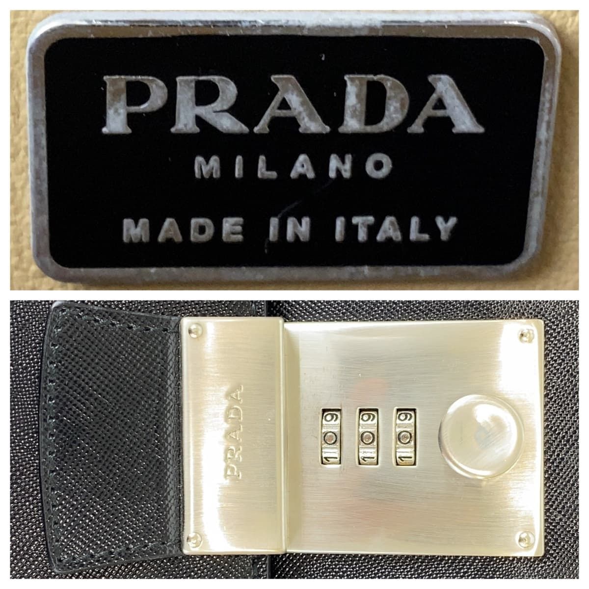 美品 PRADA プラダ サフィアーノ ブラック 黒 シルバー金具 レザー
