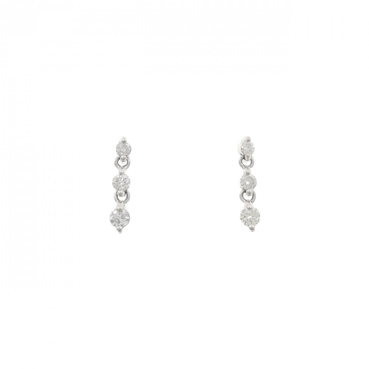 K18WG スリーストーン ダイヤモンド ピアス 0.20CT - メルカリ