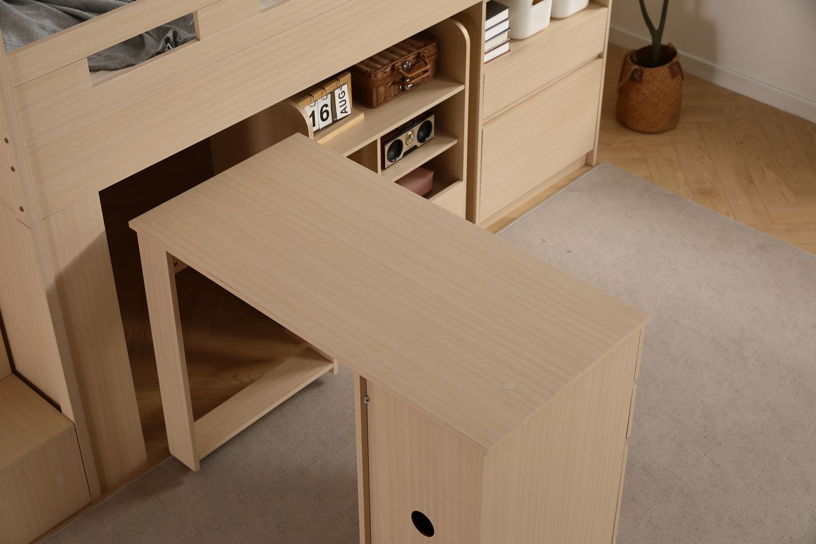 10%割」木製ロフトベッド 階段付き シングル 収納付きデスク 本棚付き