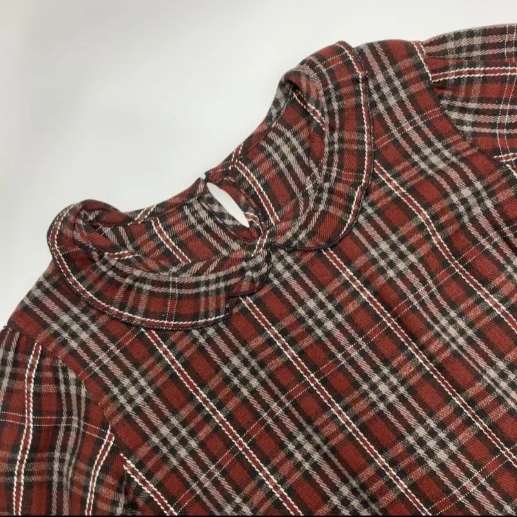美品】ピンクハウス 赤茶系チェック ネル ワンピース/2023年 春