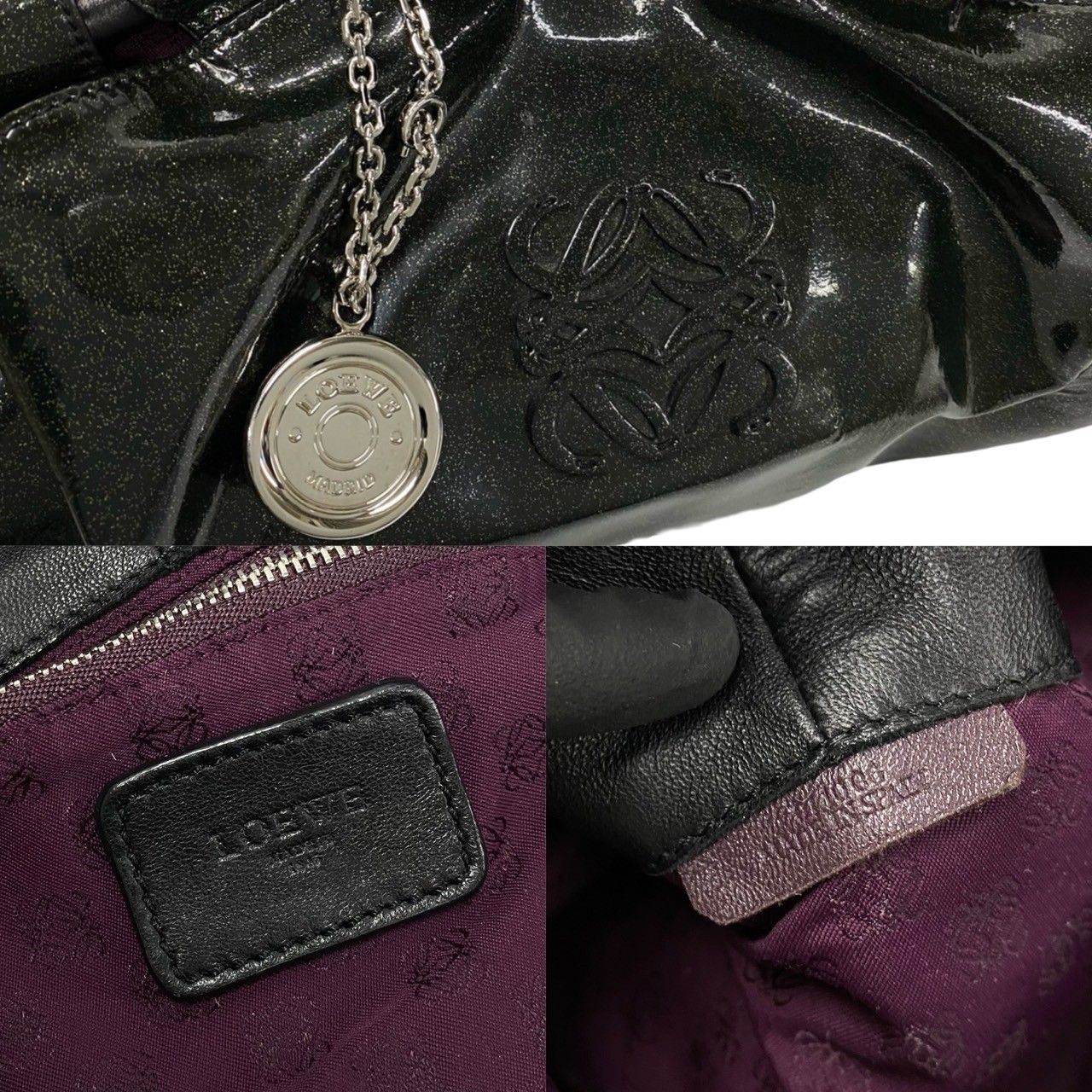 極 美品 保存袋付 LOEWE ロエベ ナッパアイレ アナグラム ロゴ