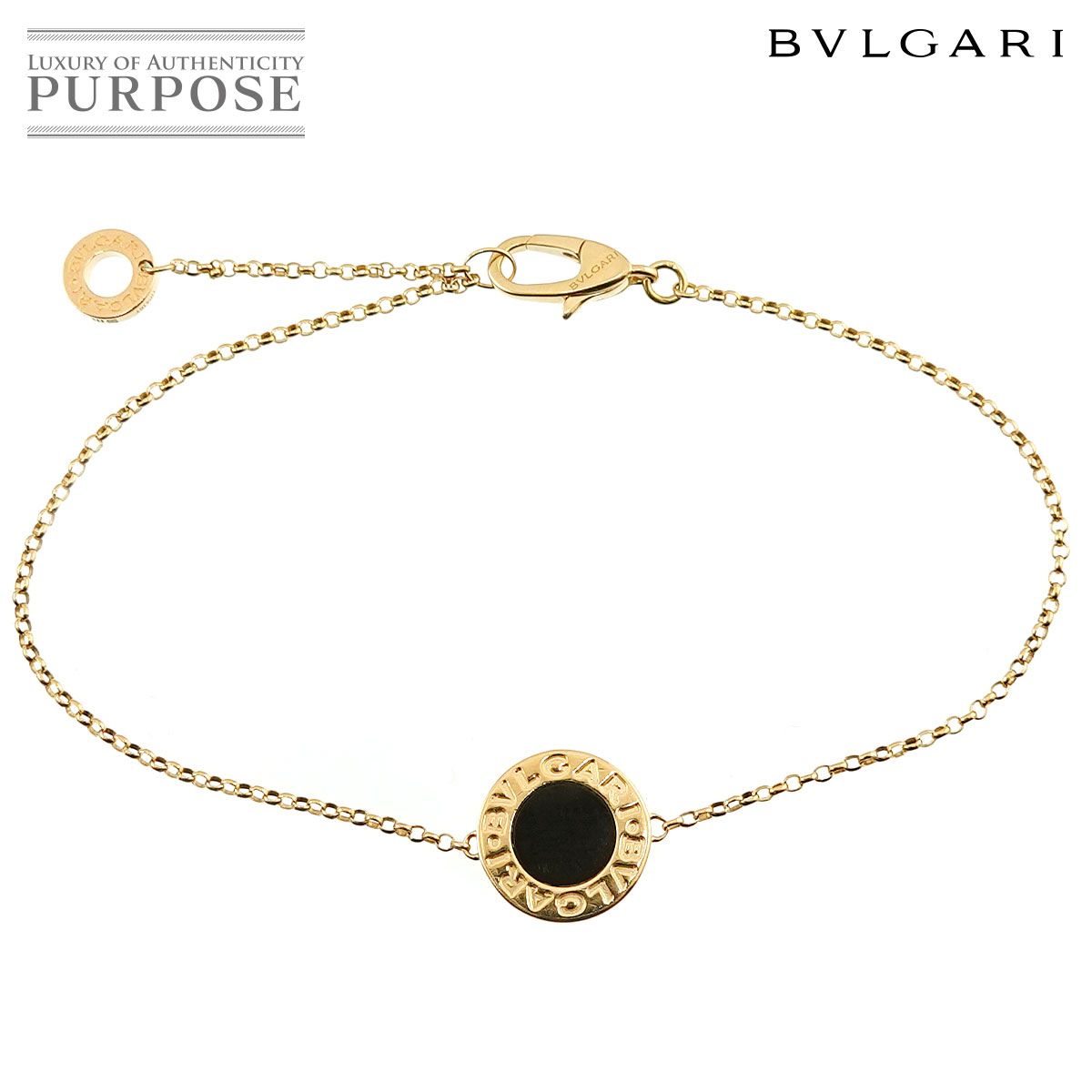 ブルガリ BVLGARI ダブルロゴ オニキス ブレスレット 19cm SM K18 YG 