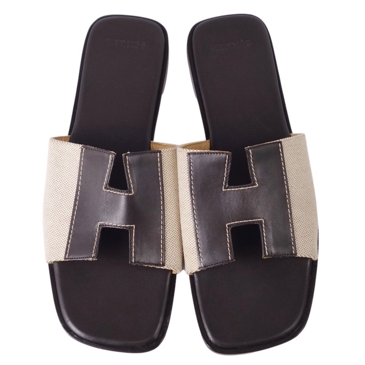 未使用 エルメス HERMES サンダル イズミール Hロゴ レザー シューズ  