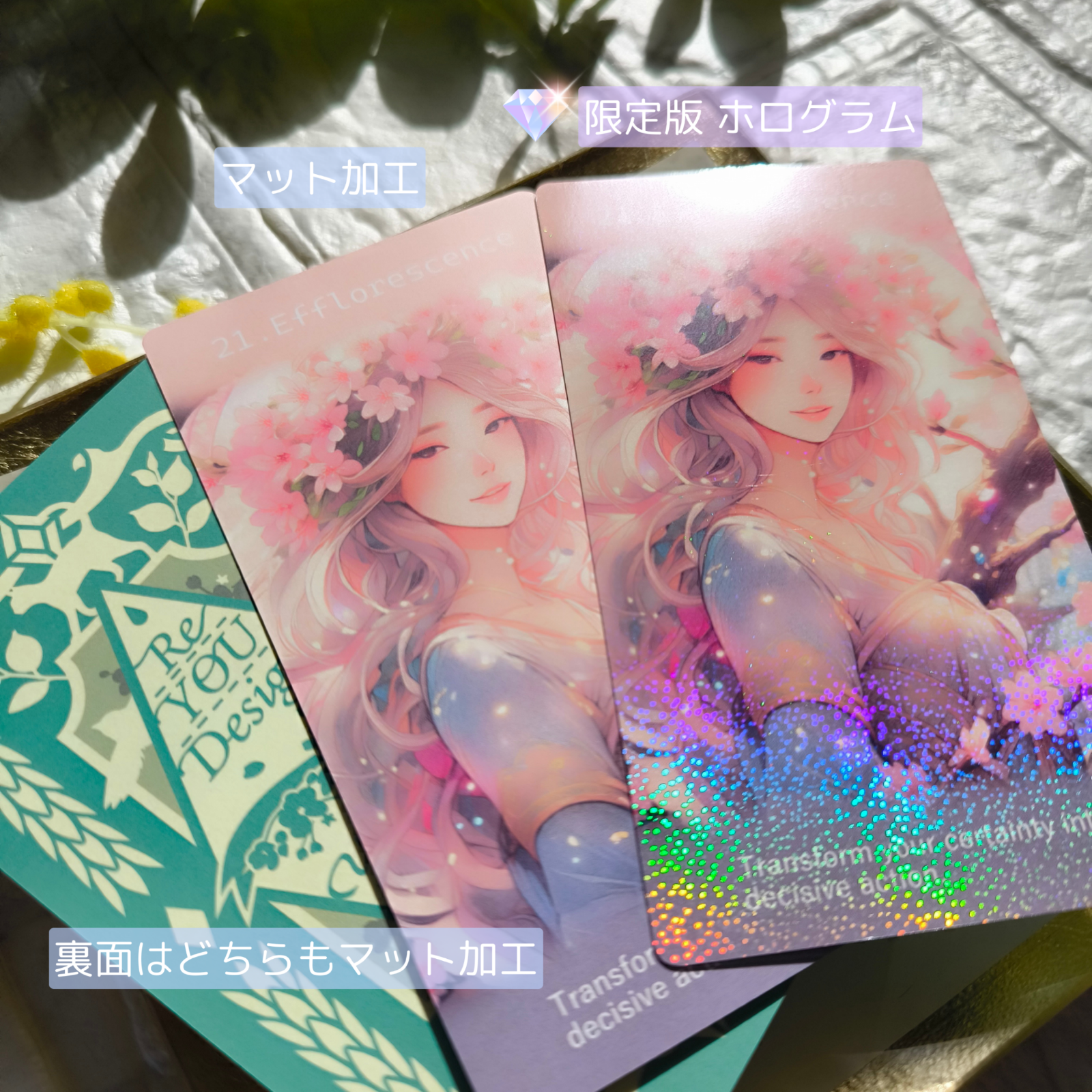 春の新作＊ネオンパステルと光あふれる女神の世界＊心理士が作る44枚組オラクルカード「ReYOU design CARDS」｜あなたのお気に入りの場所でセルフカウンセリング｜前向きで思考整理できるメッセージで疲れた心にリラックスと元気をチャージ｜マット加工版