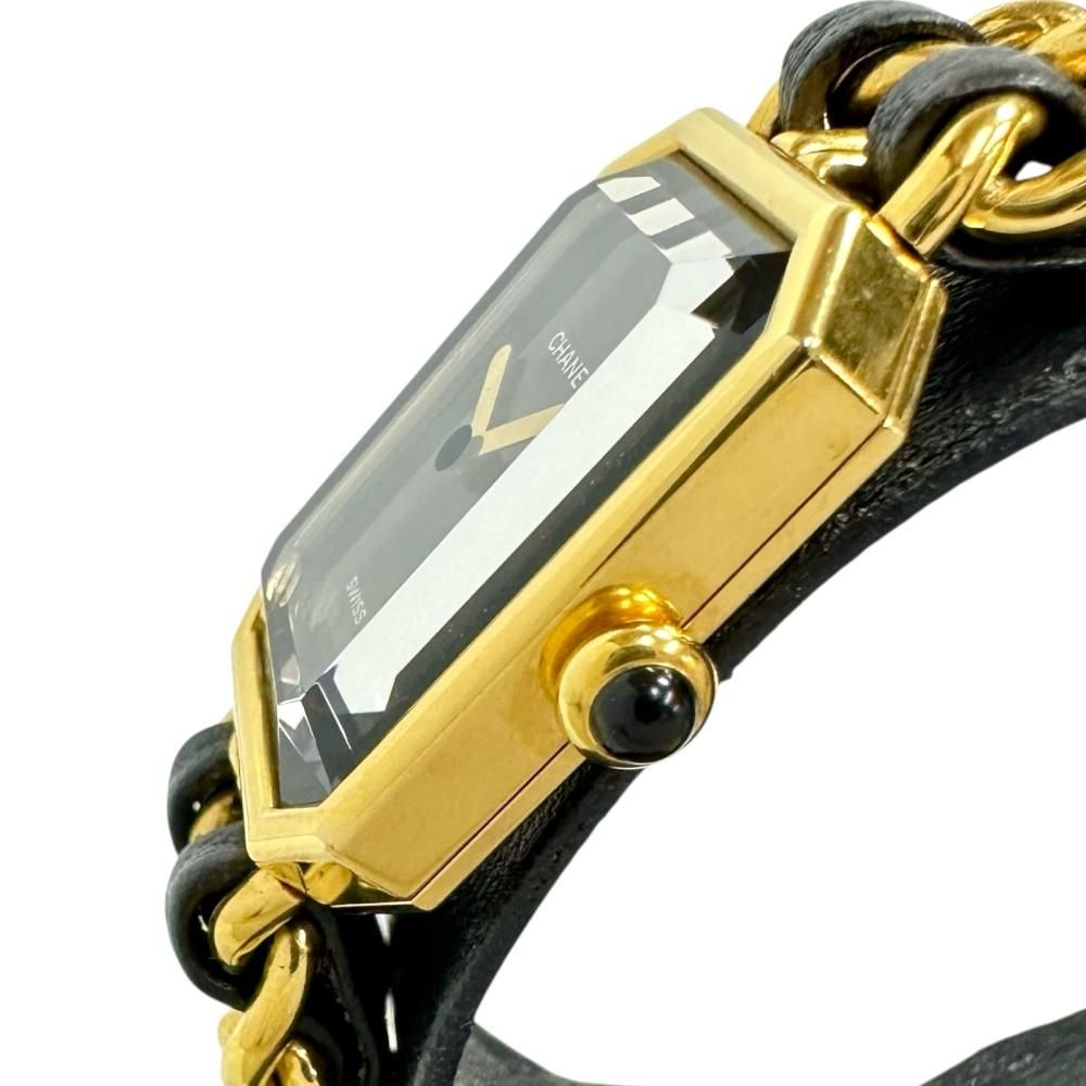 シャネル クォーツ ウォッチ プルミエール M GP 黒 電池交換済ブレスレット CHANEL/シャネル】プルミエールM H0001 電池交換済 腕時計 GP