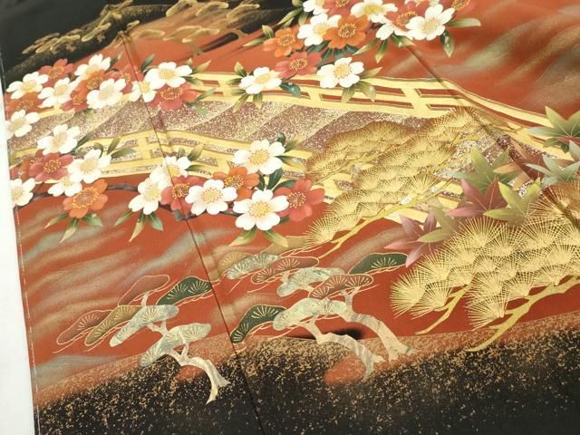 逸品❇️ますいわ屋扱い黒留め袖　有名作家手描友禅暈し染め　22点総フルセット 黒留袖