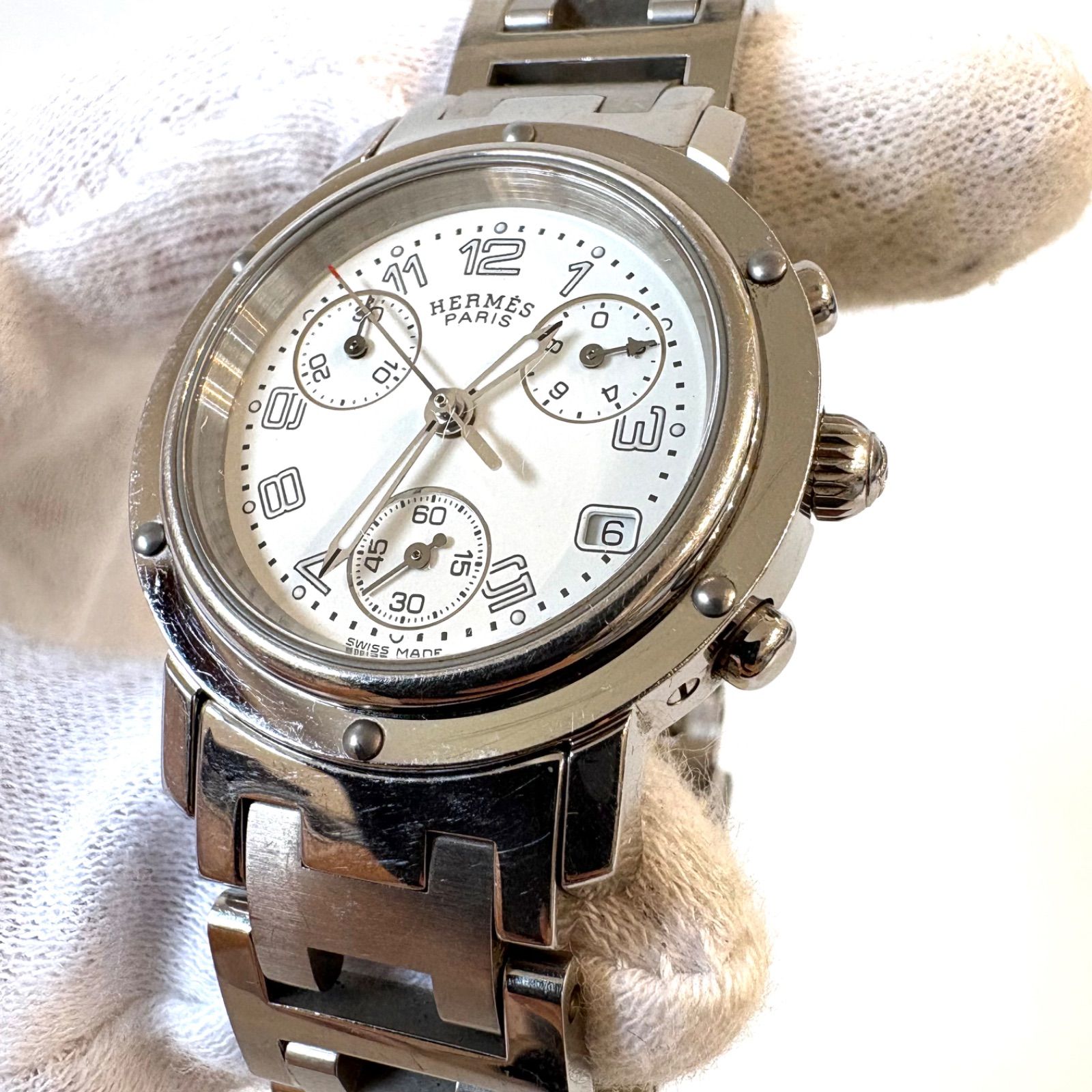 ◼️HERMES◼️ CL1.310 クリッパー クロノグラフ デイト 腕時計