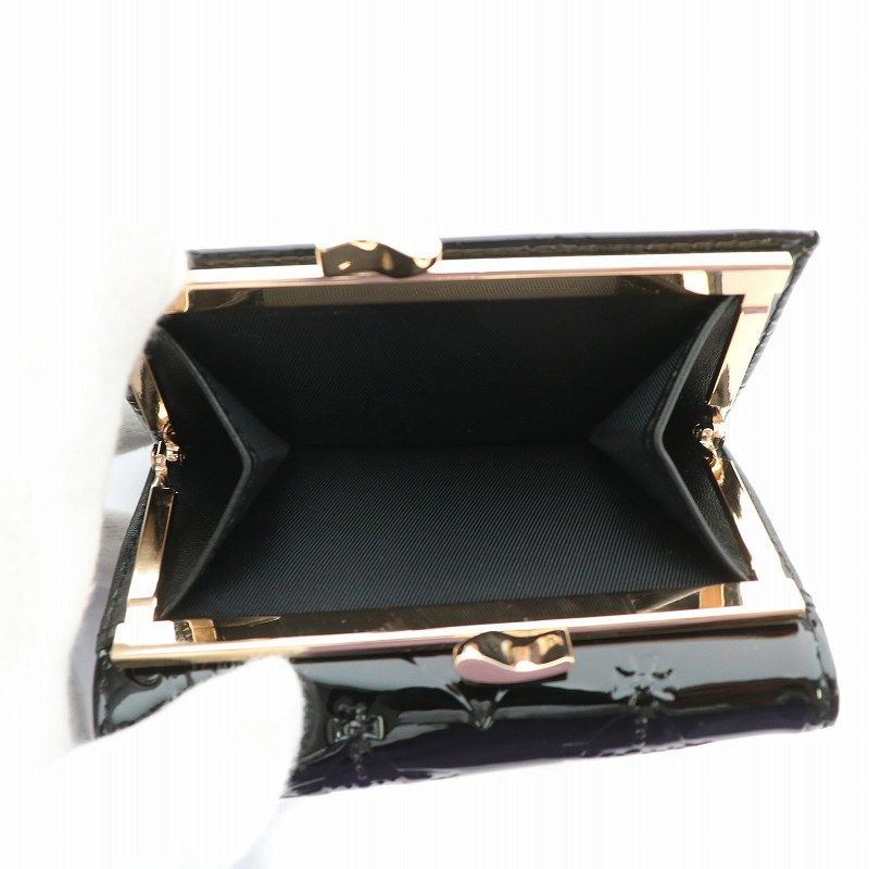 ヴィヴィアンウエストウッド がま口 財布 エナメル オーブ ブラック Vivienne Westwood ヴィヴィアンウエストウッド 三つ折り財布