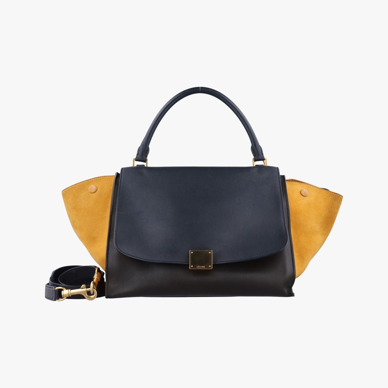 セリーヌ CELINE バッグ ハンドバッグ スエード×レザー ダークブラウン Cマカダム柄 日本直送 名牌中古包 CELINE セリーヌ Cマカダム スエード レザー