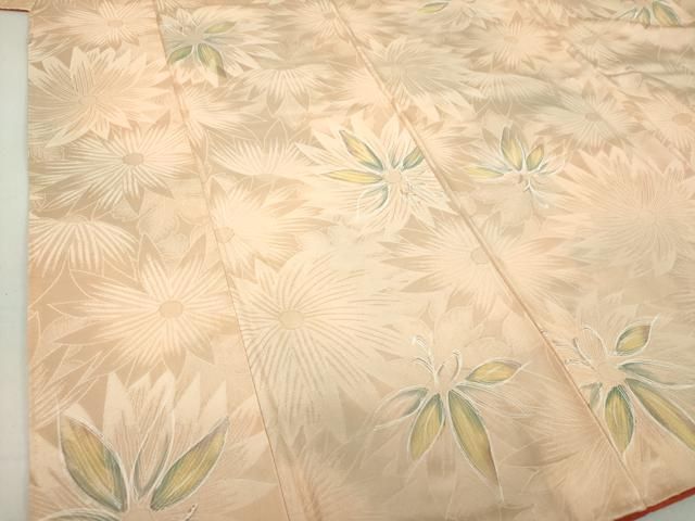 平和屋着物▽上質な小紋 単衣 地紋起こし 吉祥花文 正絹 逸品