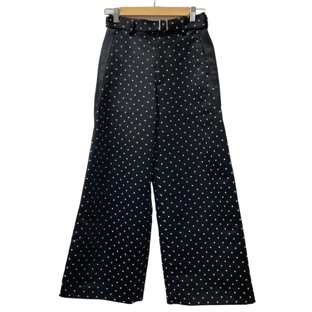 23AW Sacai サカイ Polka Dot Flock Print Pant ワイドパンツ 23-06944 サイズ0 ブラック レディース 古着
