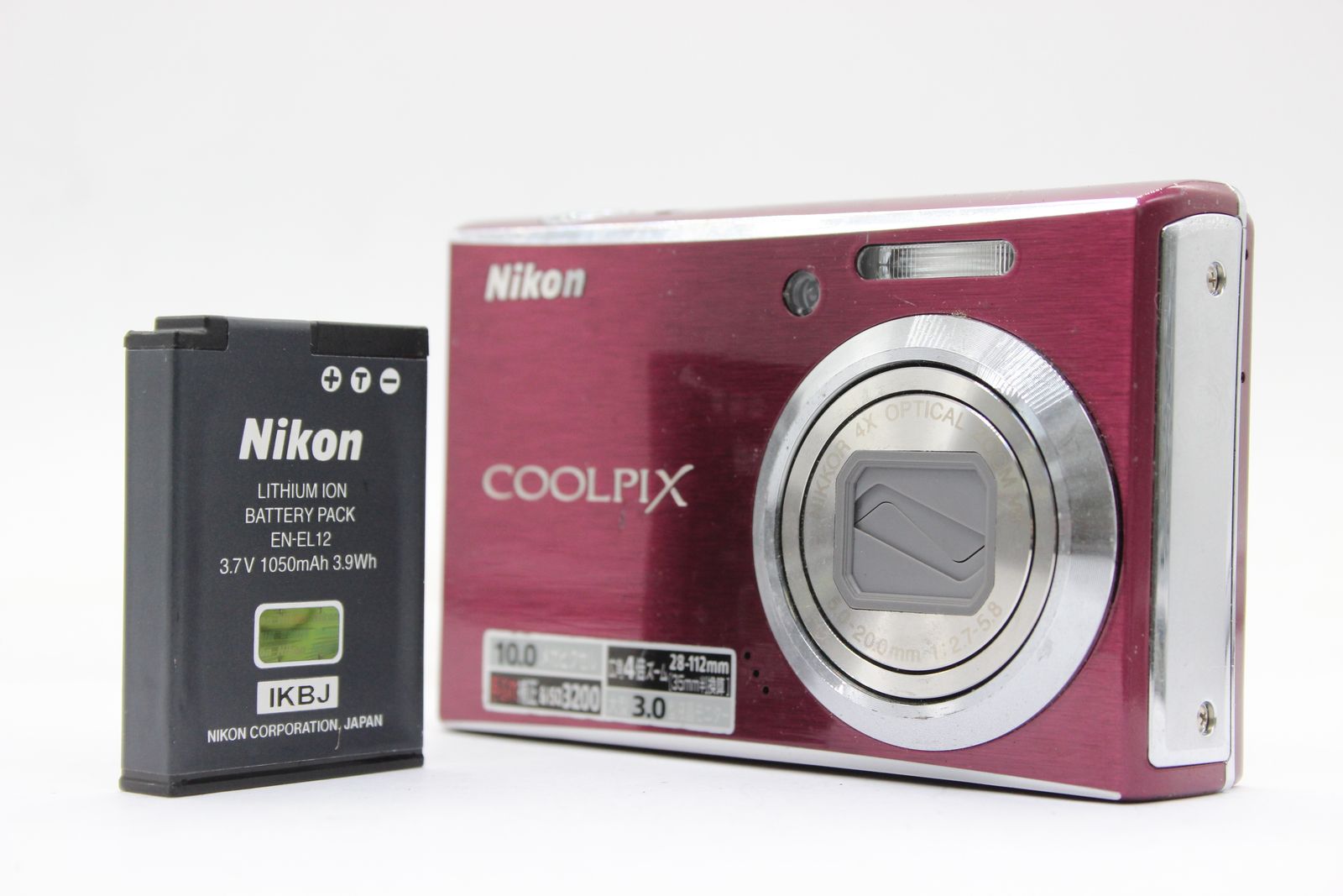 返品保証】 ニコン Nikon Coolpix S610 レッド Nikkor 4x バッテリー