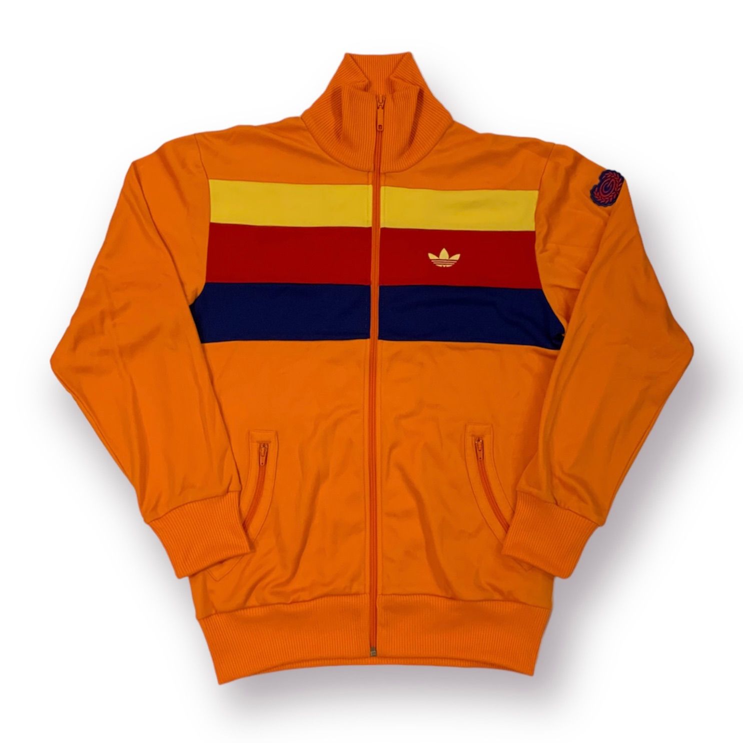 90s adidas Track Jacket Tracksuit アディダス トラックジャケット オレンジ レトロ 曲がりポケット サイズO  XLサイズ相当