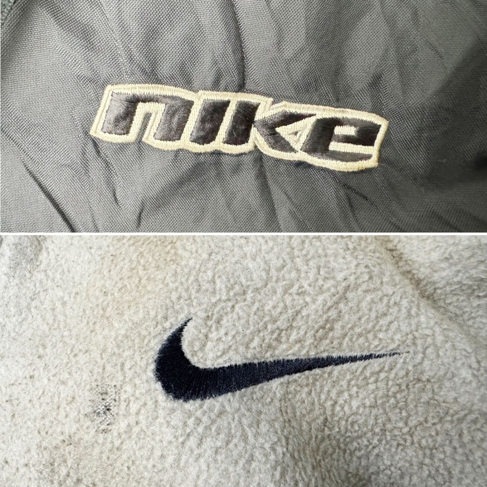 90s NIKE　フリースジャケット　古着　NIKE　ロゴ刺繍　グレー NIKE - 90s NIKE フリースジャケット ビッグスウォシュ刺繍 古着