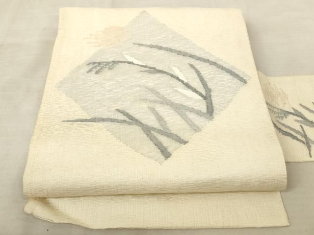 平和屋着物▽上質な小紋 単衣 紬地 ろうけつ染め 芝草文 正絹 逸品