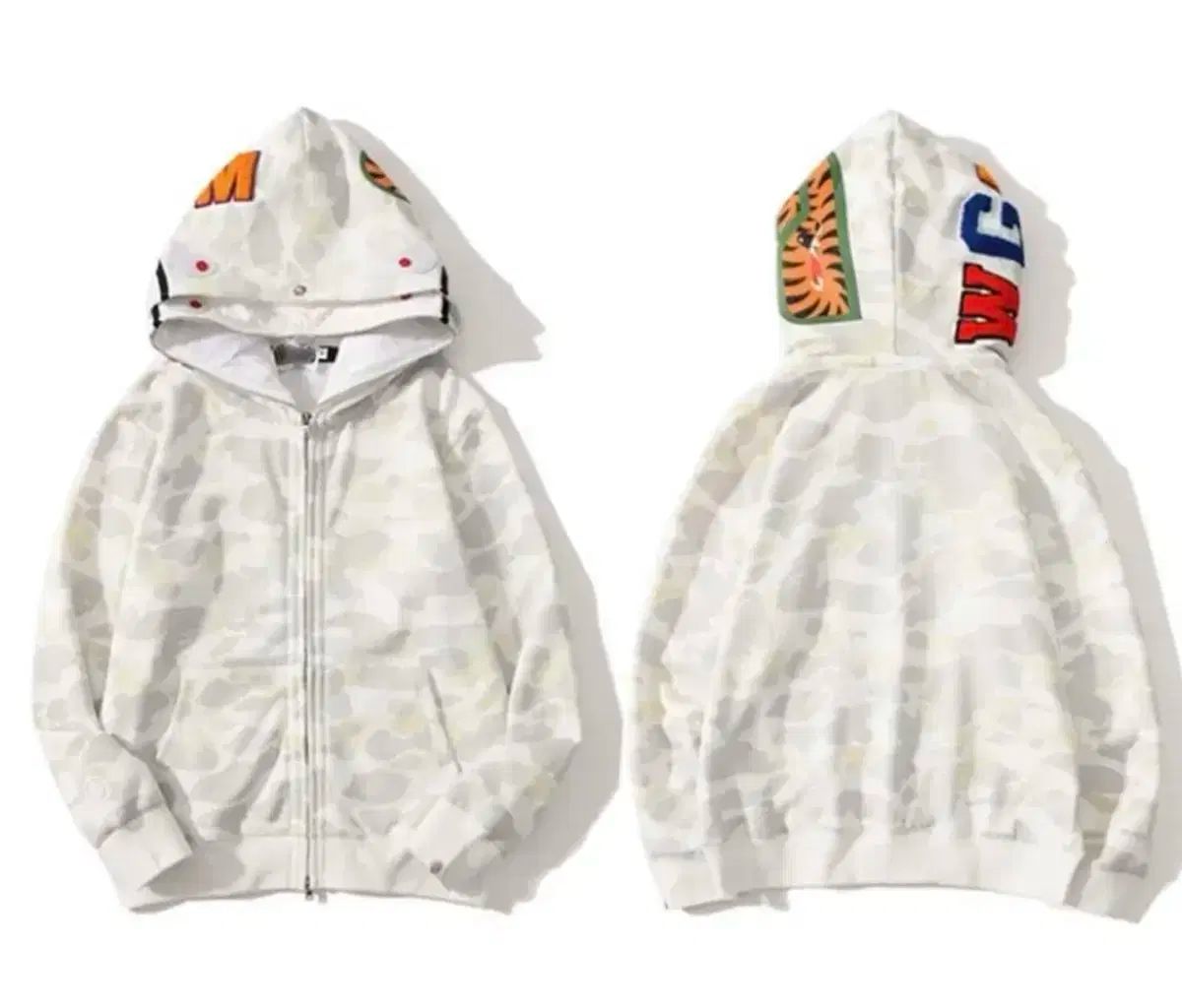 A BATHING APE アベイシングエイプ ダブルシャーク 白 品 ジップアップパーカー フード付き