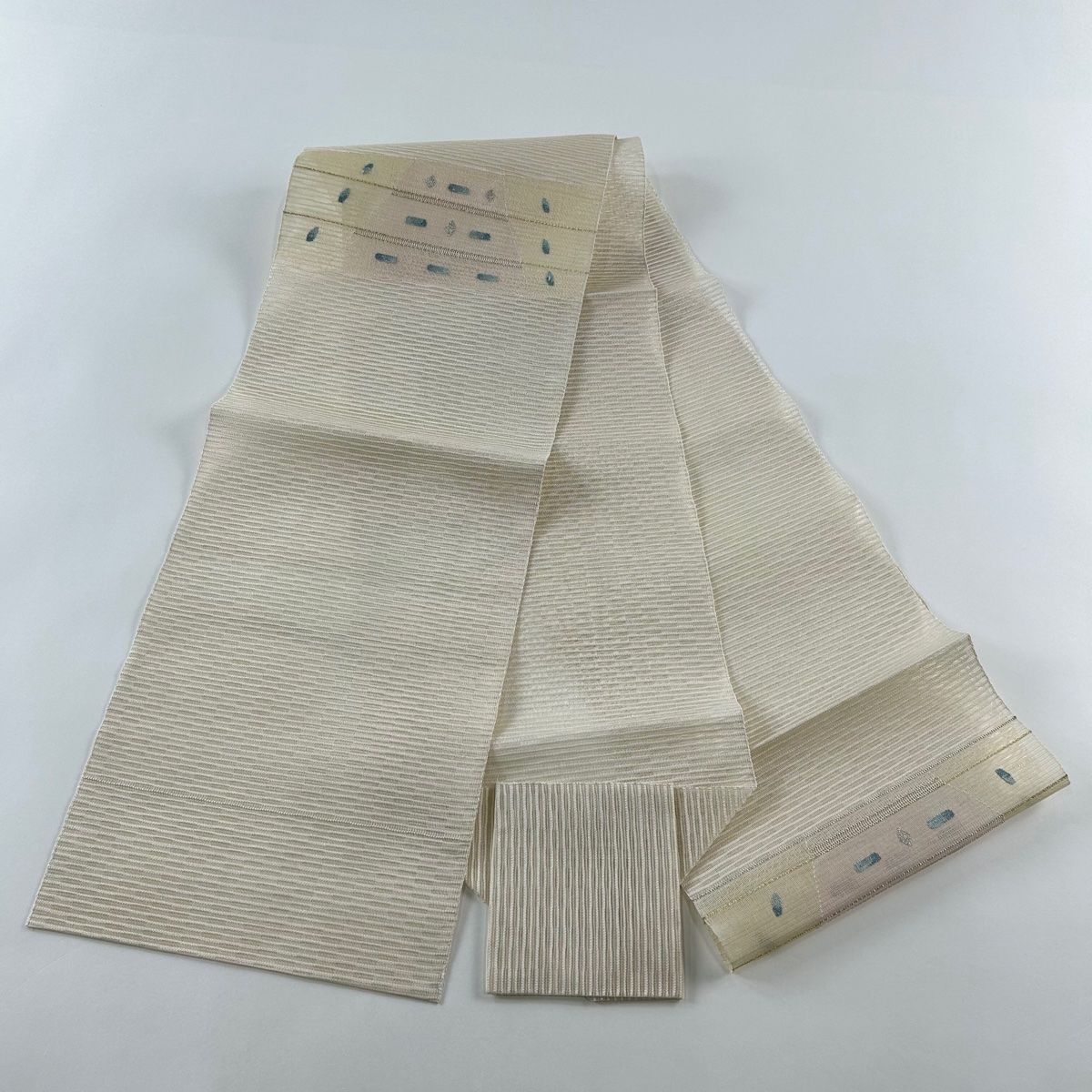名古屋帯 美品 秀品 夏帯 八寸名古屋帯 松葉仕立て 絽 縞 幾何学