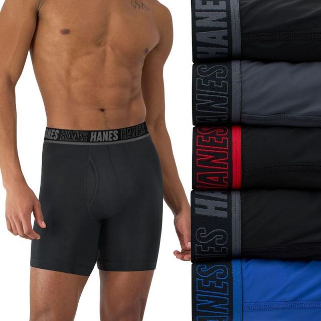【送料無料】 ヘインズ メンズ ボクサーパンツ アンダーウェア Men's Hanes Moves Ultimate Total Support Pouch X-Temp Anti-Chafe Boxer Brief Underwear 4 Pack + 1 