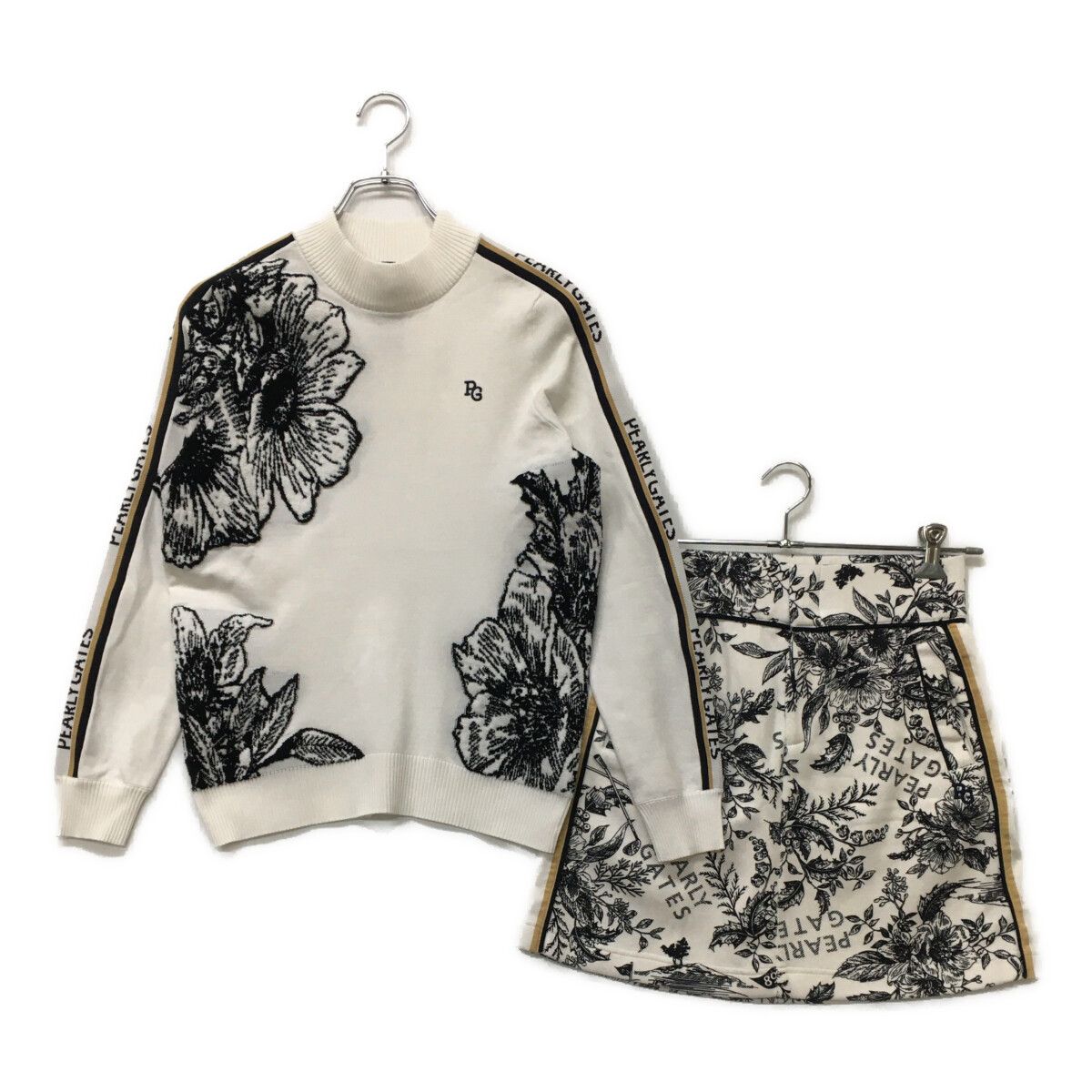 PEARLY GATES - coco 中古 ピージージー PGG レディース スカート 1(M) 白 ホワイト ニット 中古 レディース パーリーゲイツ PEARLY GATES セットアップ 1(M