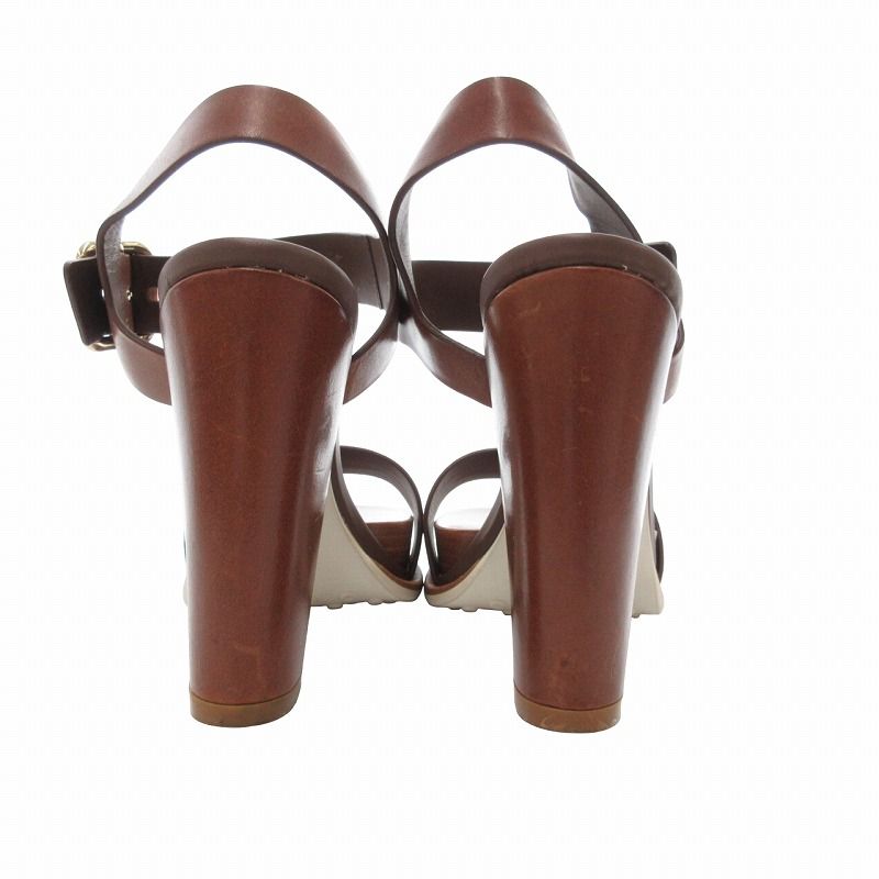 トッズ TOD'S 美品 サンダル ウッド調 チャンキーヒール