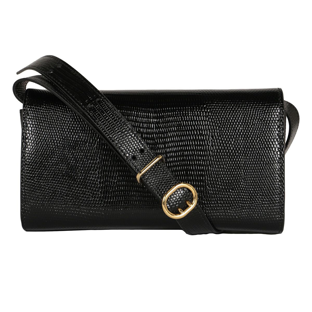 新品 ジルサンダー JIL SANDER ショルダーバッグ LIZARD PRINT SHOULDER BAG ブラック JIL SANDER - 新品 ジルサンダー JIL SANDER ショルダーバッグ LIZARD