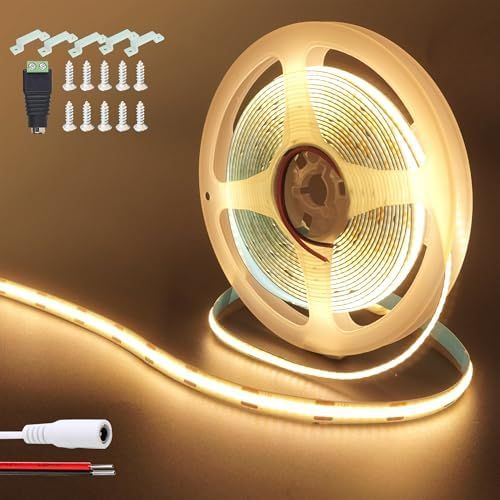 [新品※未使用] COB LEDストリップライト（むき出しの配線付きストリップのみ）5M パープル 12V黒赤線接続 LED320個/M 強力な光 幅8mm 非防水IP20 180発光CRIu003e=90 両面テープ変形可能 切断可能 DIY 家