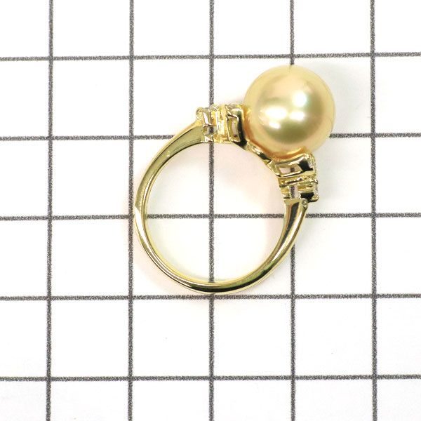 k18 パール ダイヤリング 12号 K18 南洋真珠 リング 12号 0.26ct天然ダイヤ&鑑別書付き 白蝶