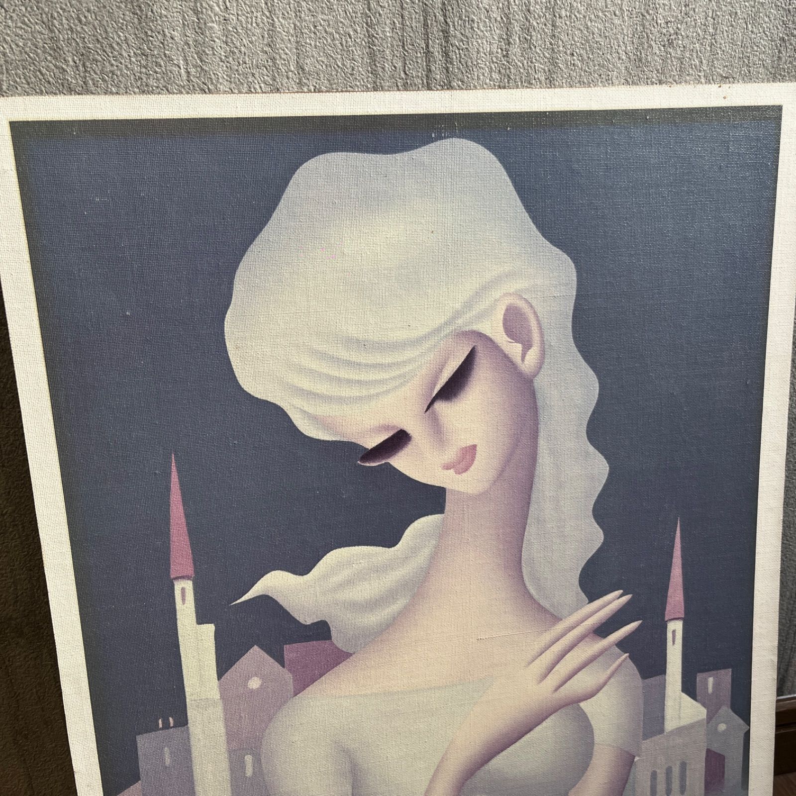 東郷青児？ 湯川輝義？ 美人画 絵画 複製画 F6号 810 - メルカリ