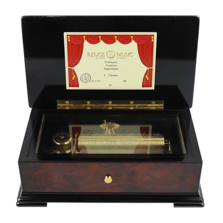 REUGE リュージュ オルゴール 72弁 3曲 AXA.72.5650.000.0088 ウッド ブラウン系 ゴールド金具 Polonaise Tristesse Impromptu ポーランドの悲しみの即興曲 F.Chopin ショパン 本物