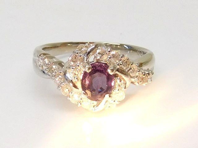 値下げ　プラチナ　900 リング カラーチェンジガーネット HANDMADE】Pt900 カラーチェンジガーネット リング 2.4ct