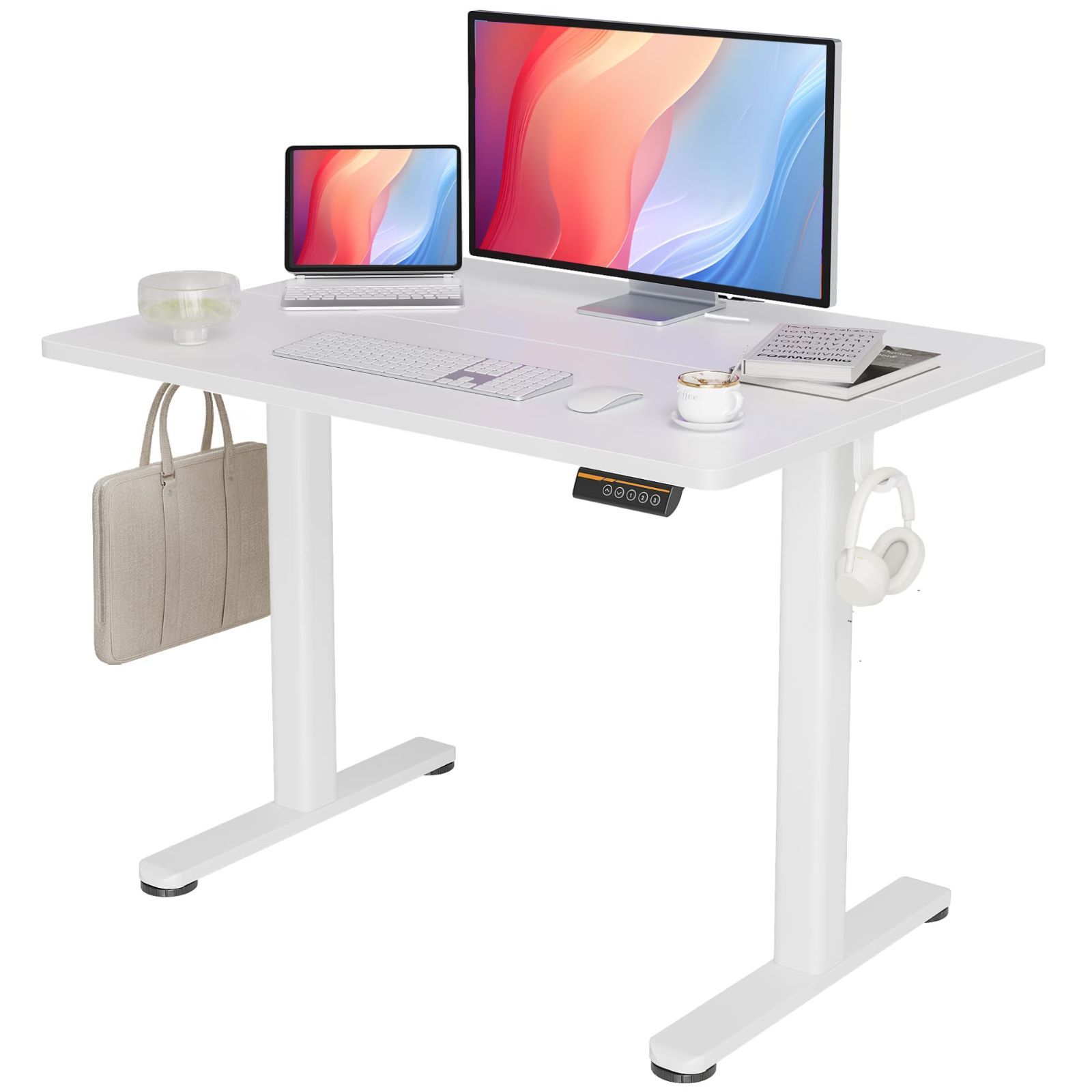 人気商品 オフィスデスク 昇降式 幅100cm*奥行き60cm パソコンデスク 電動 スタンディングデスク ホワイトフレーム|ホワイト天板 初心者向け 昇降デスク Claiks