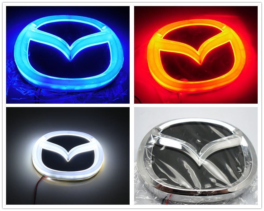 新品！マツダ Mazda 4D LEDエンブレム 交換式 12cm X 9.8cm ブルー/ホワイト/ レッド 3色選択