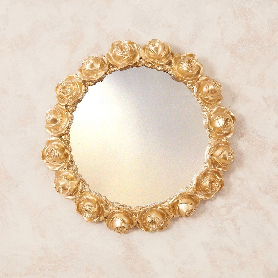 同色2個組 アンダンテウォールミラー ローズ 薔薇 フラワーフレームミラー ラウンド型ミラー 壁掛け鏡 2703