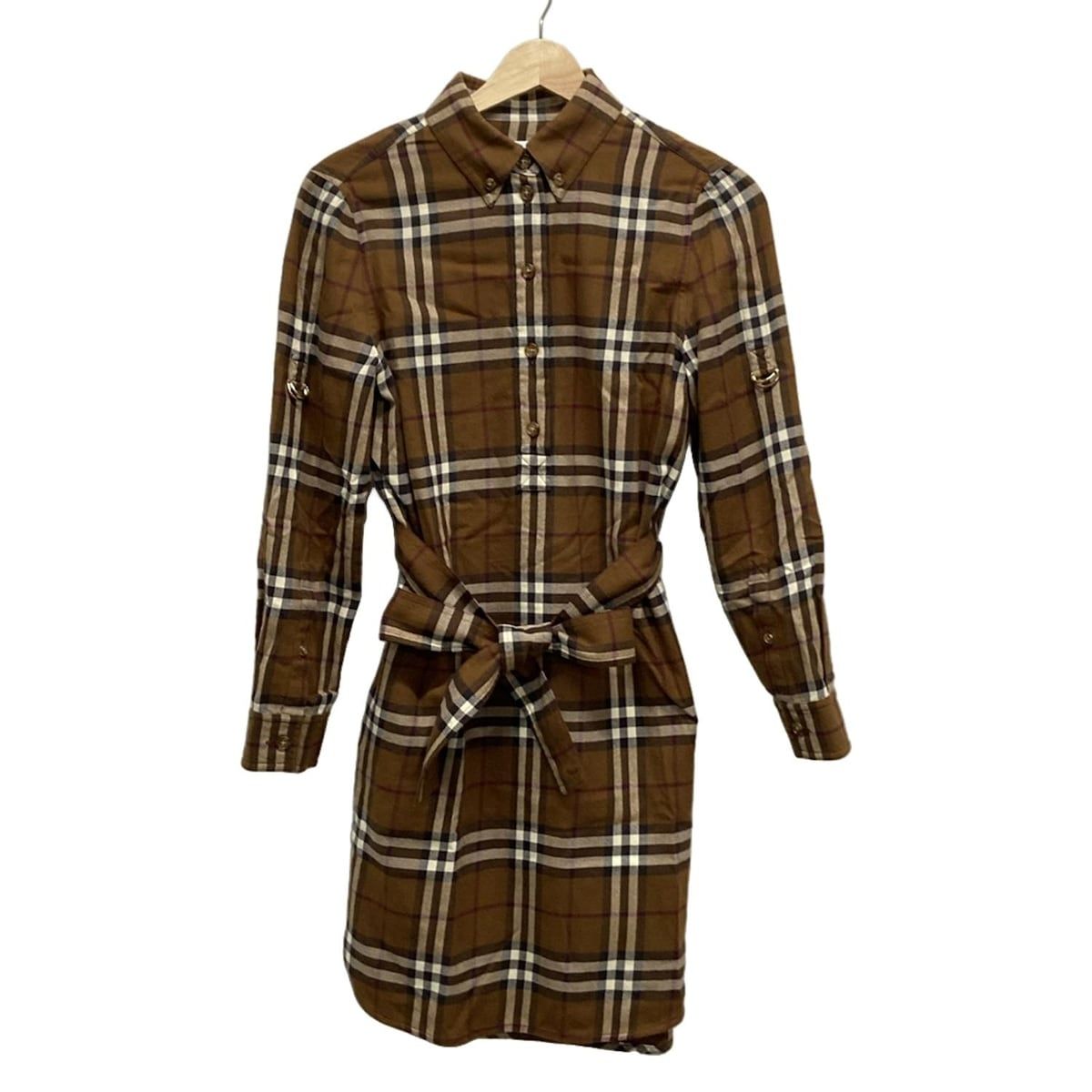 BURBERRY LONDON ENGLAND バーバリーロンドンイングランド ワンピース サイズ34 S レディース - ブラウン×アイボリー×マルチ