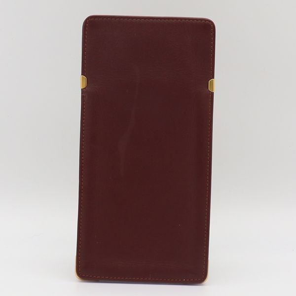 良品 カルティエ メガネケース ゴールド金具 ボルドー 2000000 NSK MTM