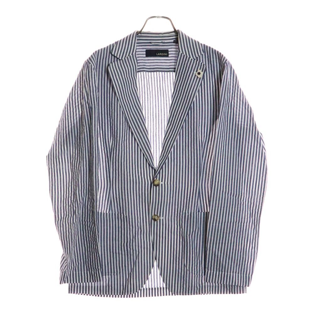 LARDINI ラルディーニ ストライプ柄 コットン シングルテーラードジャケット ブルー|ホワイト JK781